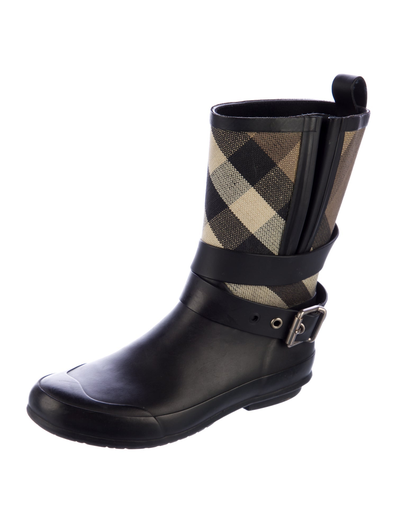 Burberry Rubber Plaid Print Rain Boots