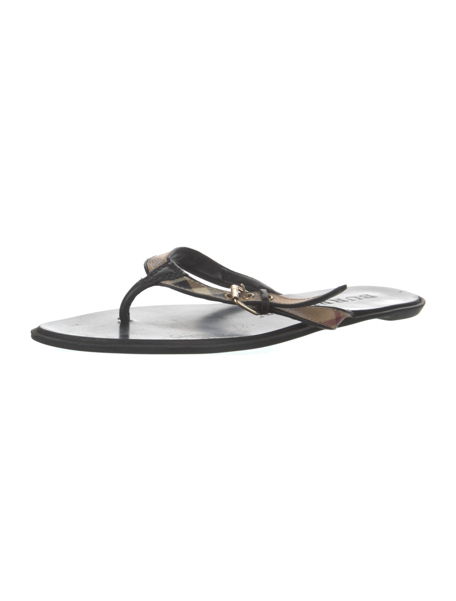 Burberry Nova Check Pattern Canvas Flip Flops