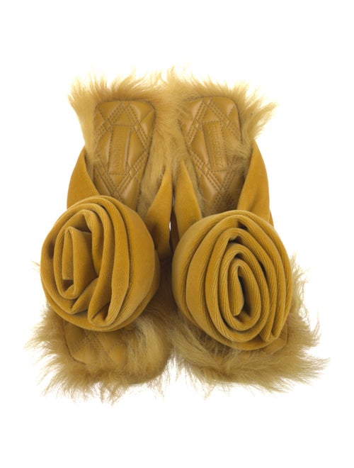 Burberry Velvet Fur Trim Slides