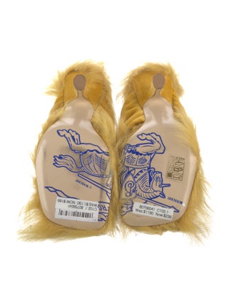 Burberry Velvet Fur Trim Slides