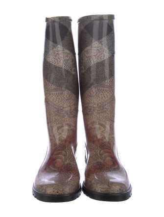 Burberry Nova Check Pattern Rubber Rain Boots