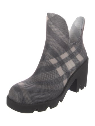 Burberry Smoked Check Pattern Rubber Rain Boots
