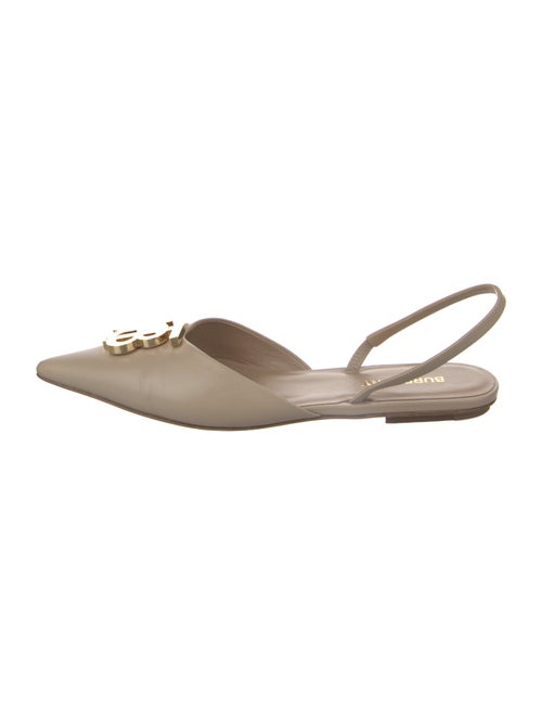 Burberry TB Monogram Leather Slingback Flats
