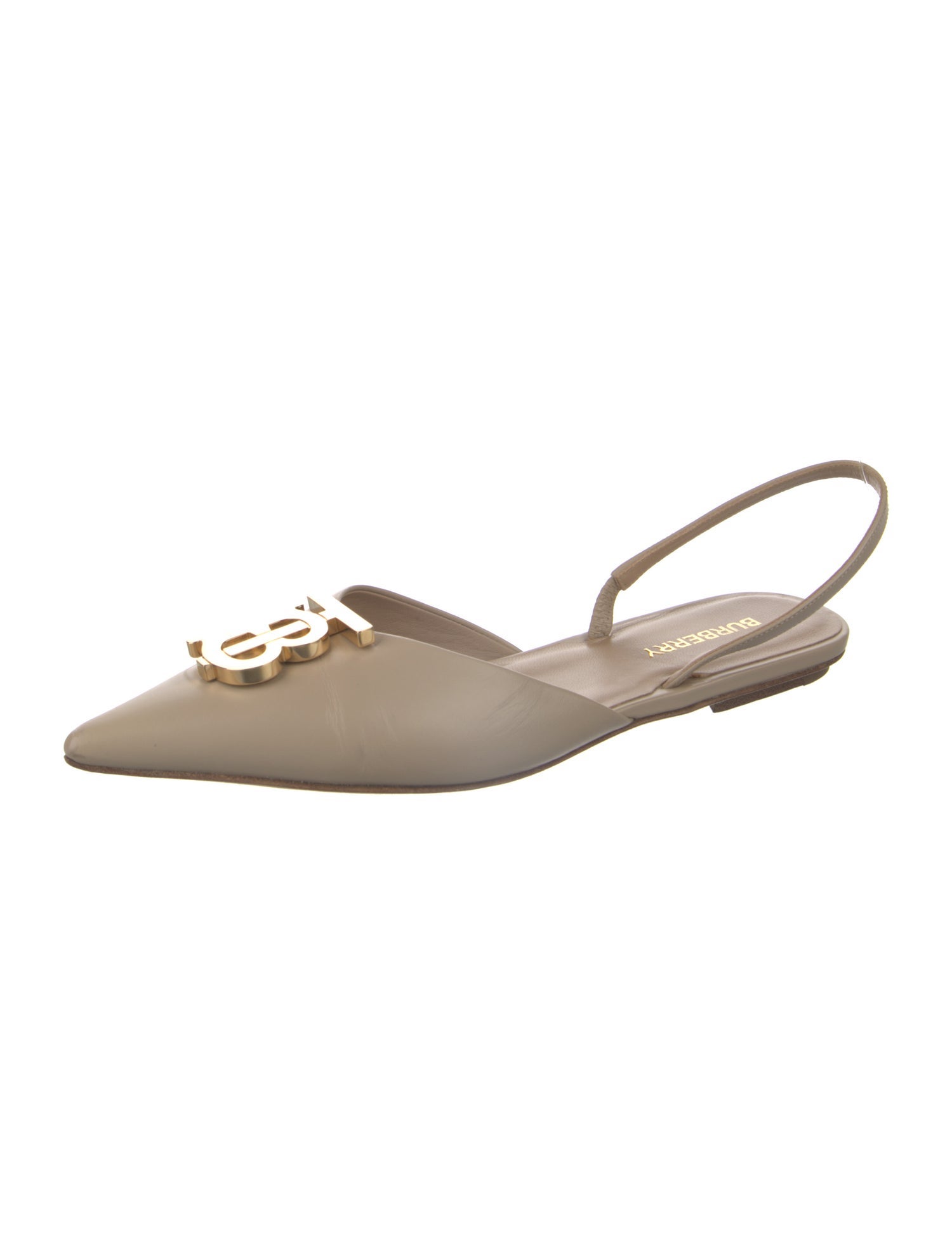 Burberry TB Monogram Leather Slingback Flats