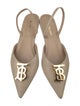 Burberry TB Monogram Leather Slingback Flats