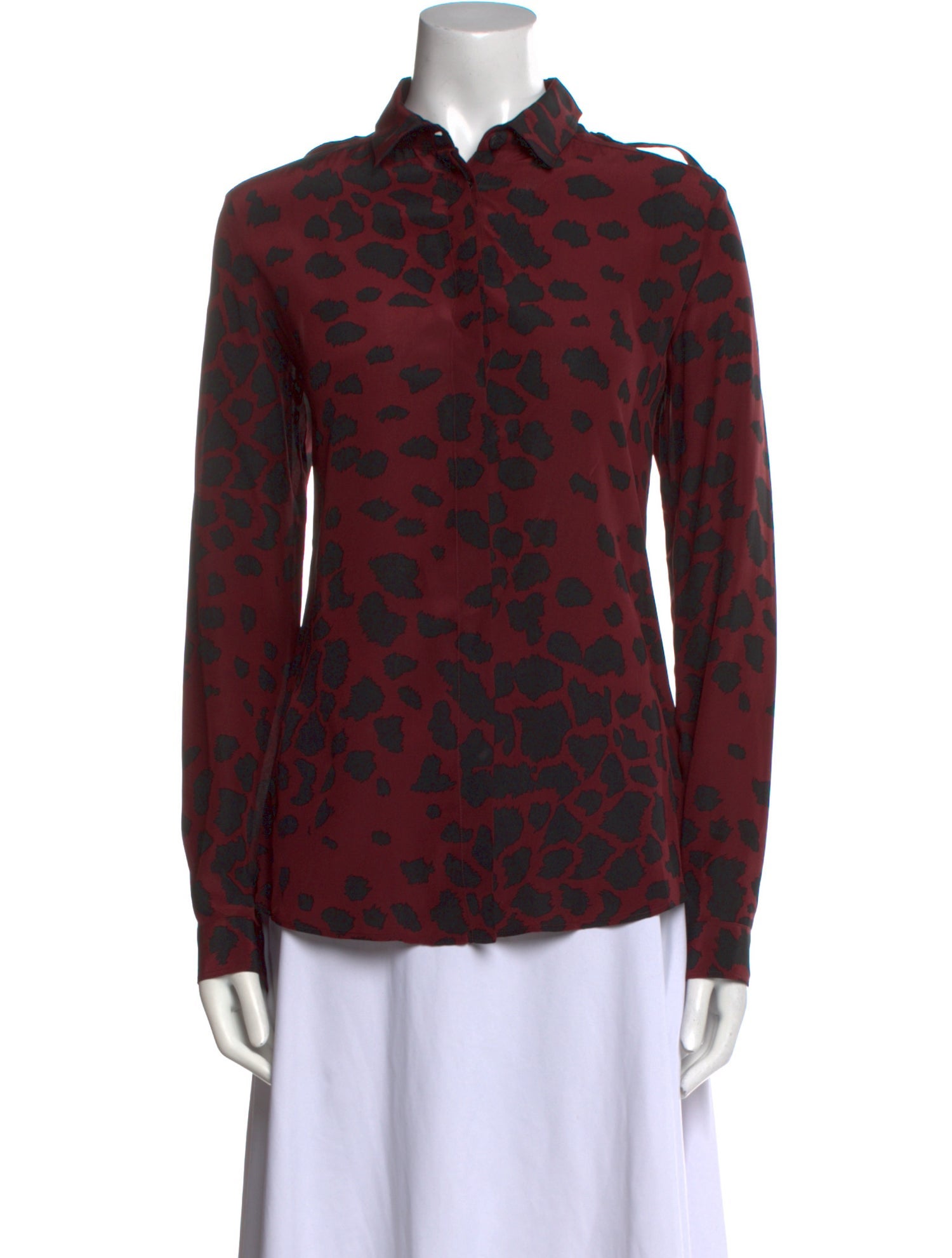 Burberry Silk Animal Print Button-Up Top