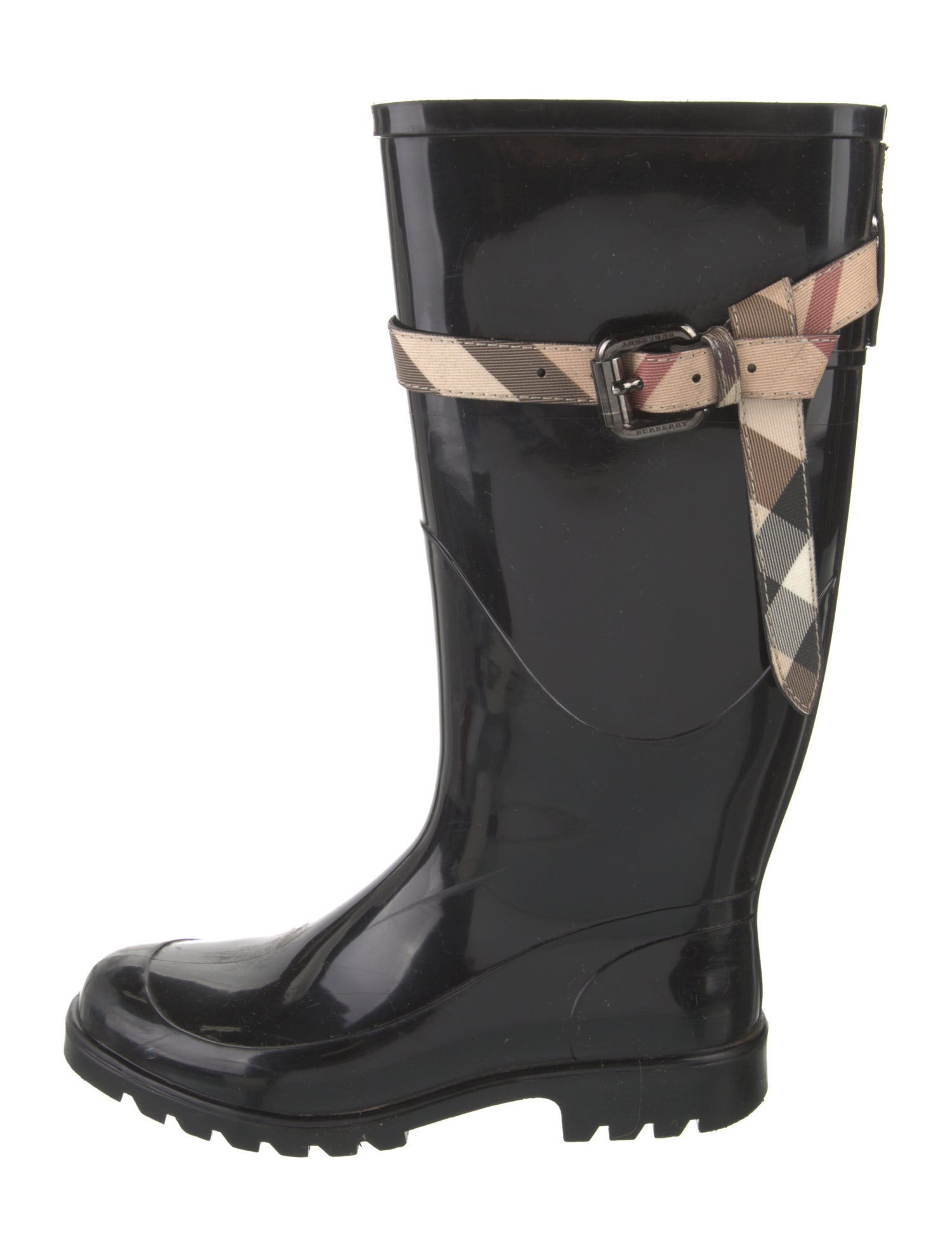 Burberry Nova Check Pattern Rubber Rain Boots