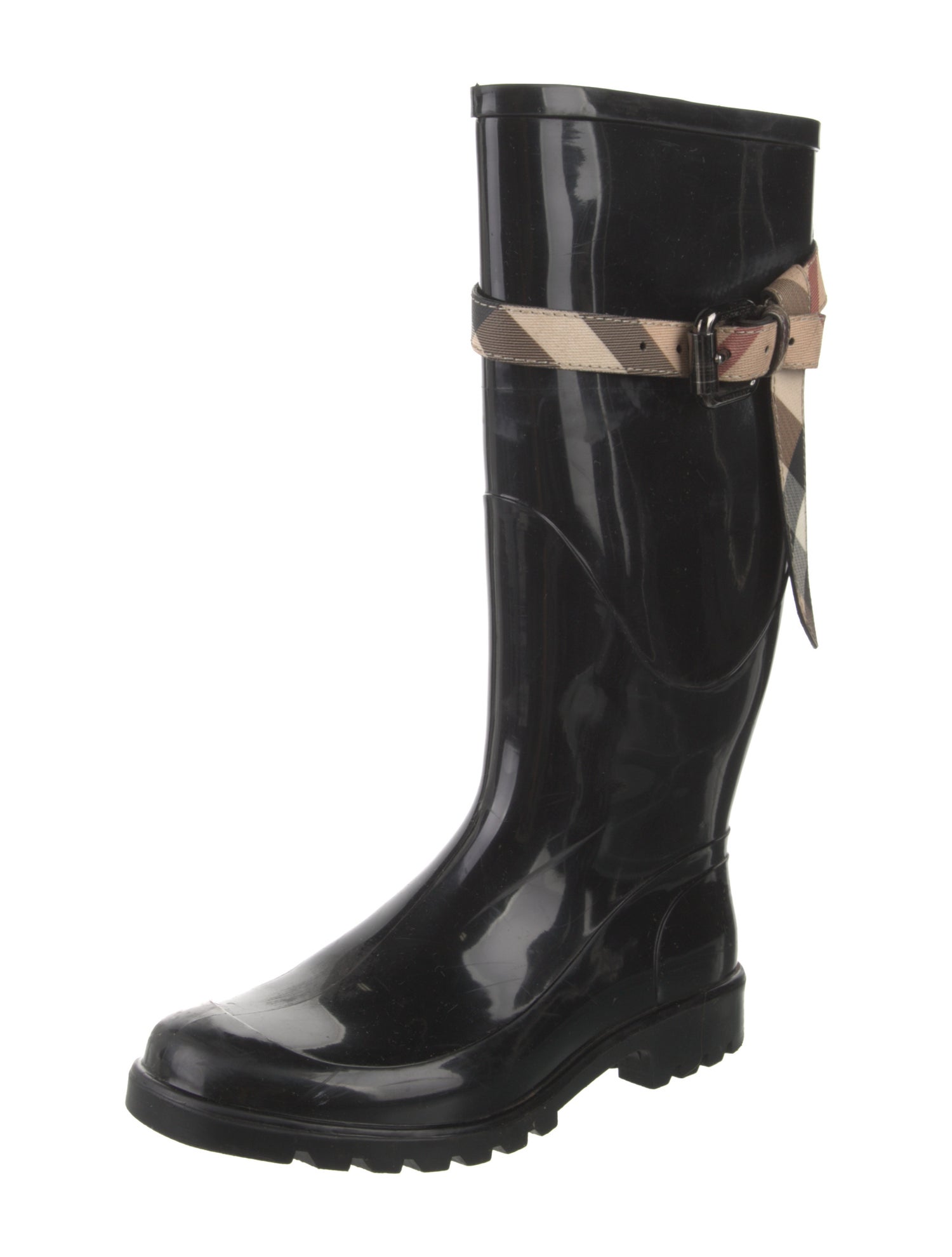 Burberry Nova Check Pattern Rubber Rain Boots