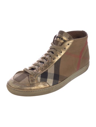 Burberry Canvas Plaid Print Sneakers