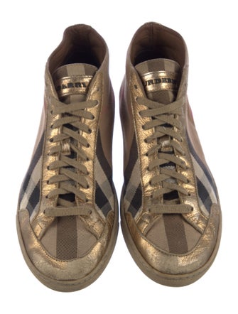 Burberry Canvas Plaid Print Sneakers