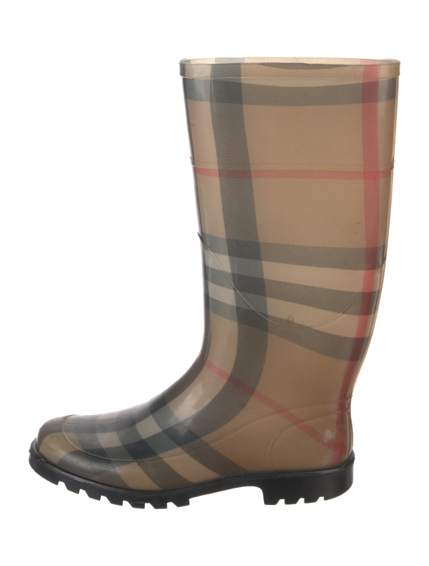 Burberry Rubber Plaid Print Rain Boots