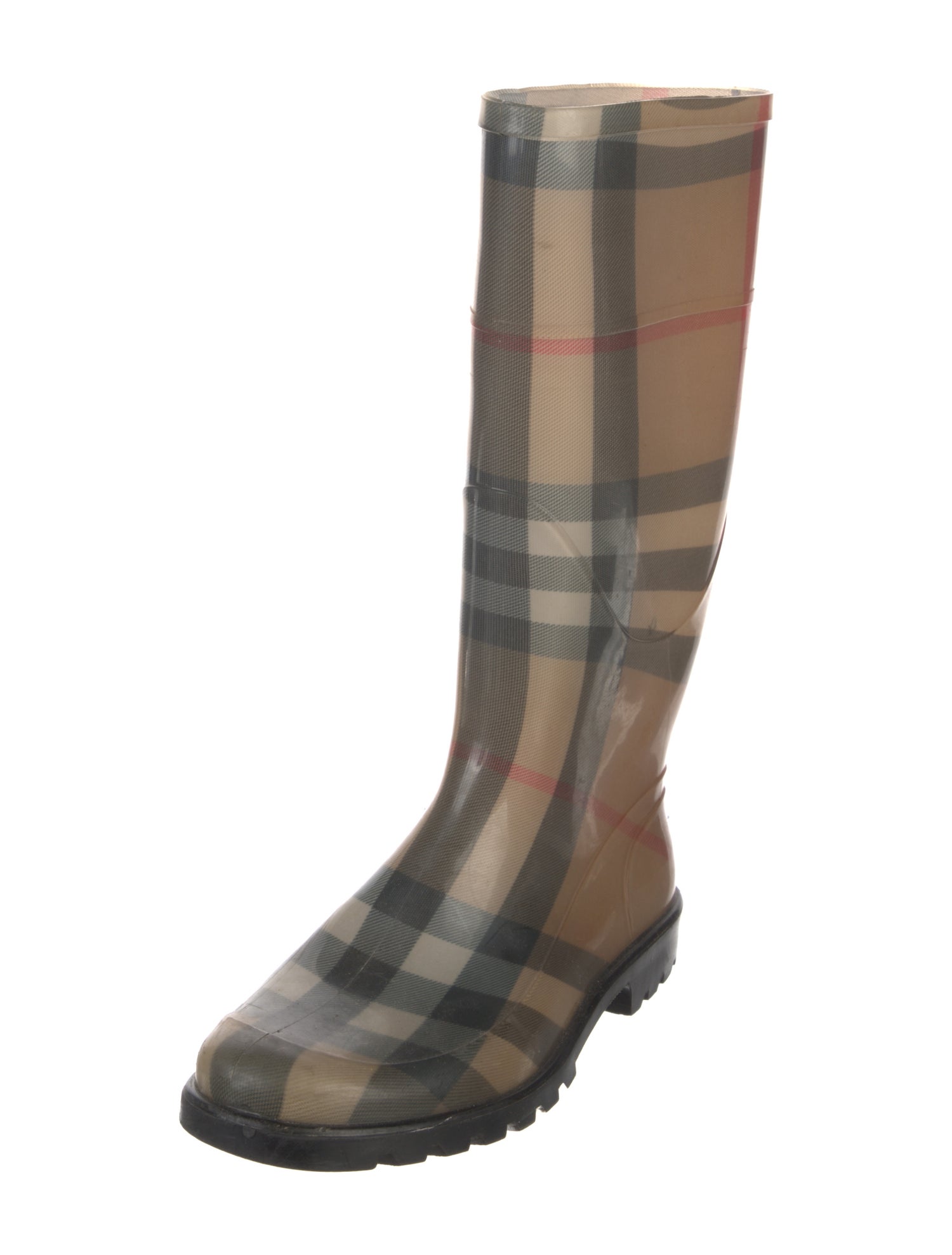Burberry Rubber Plaid Print Rain Boots