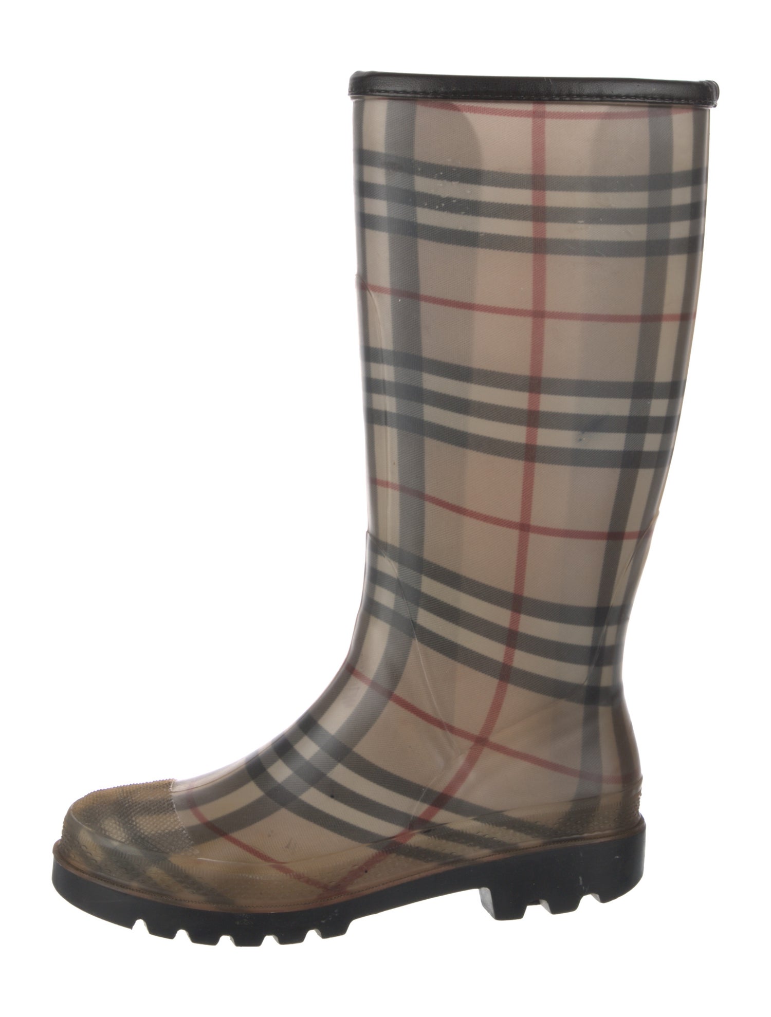 Burberry Nova Check Pattern Rubber Rain Boots