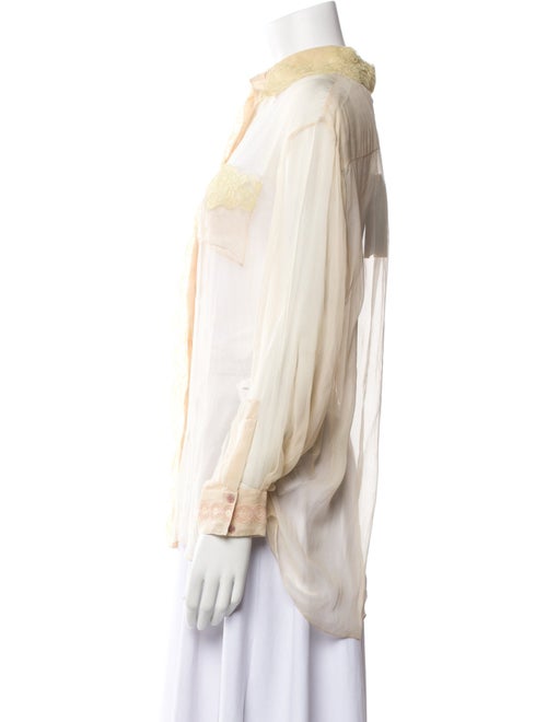 Burberry Silk Lace Pattern Button-Up Top