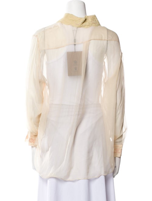 Burberry Silk Lace Pattern Button-Up Top