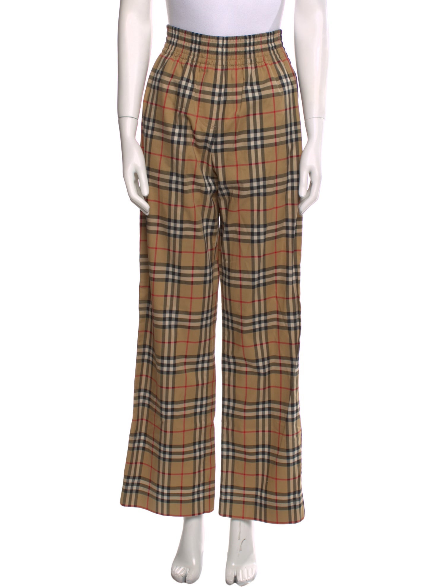 Burberry Plaid Print Wide Leg Pants