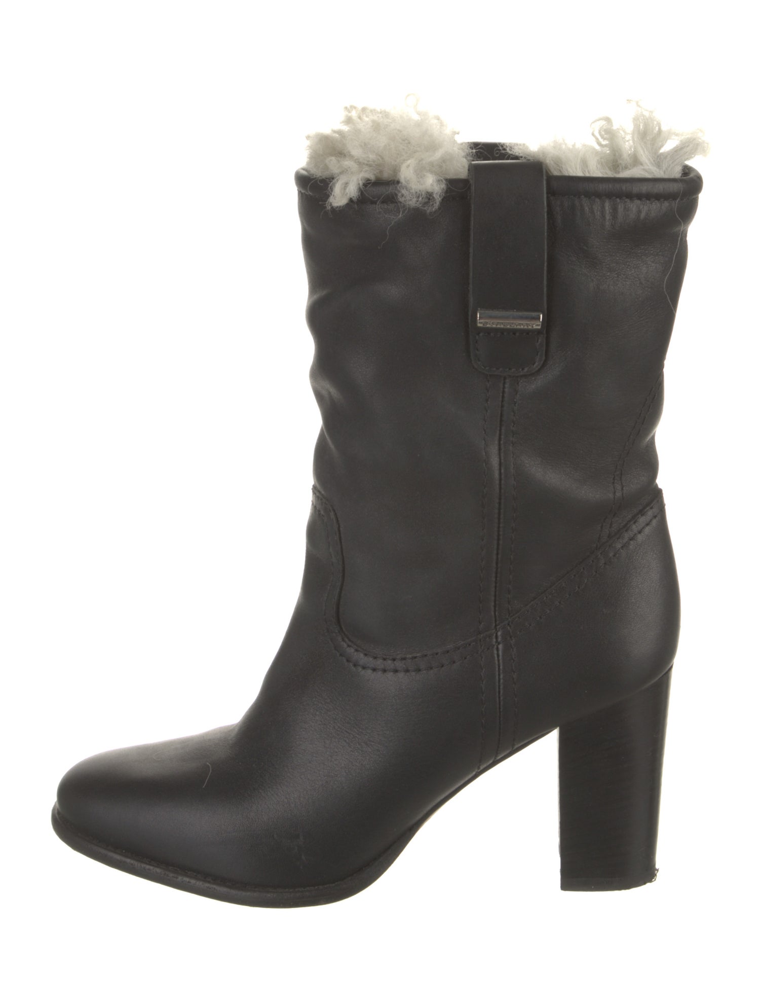Burberry Leather Fur Trim Boots