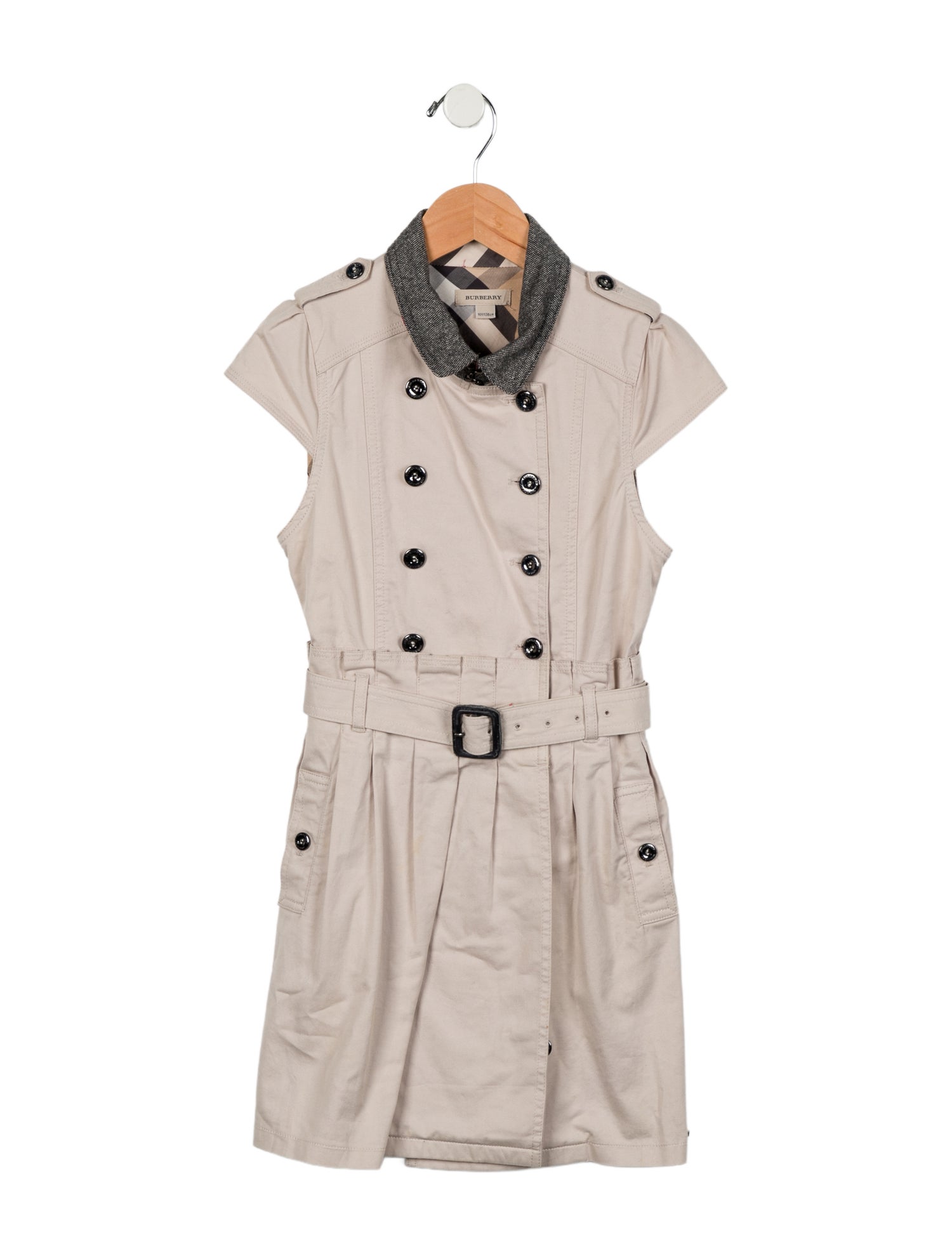 Burberry Girls' Pleated Short Sleeve Dress