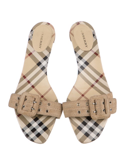 Burberry Nova Check Pattern Suede Slides