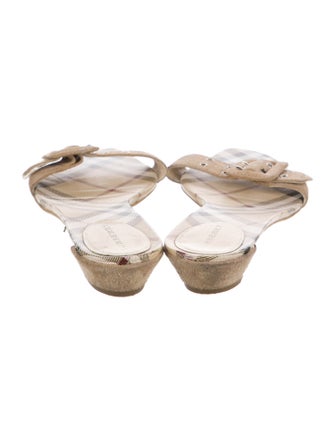 Burberry Nova Check Pattern Suede Slides