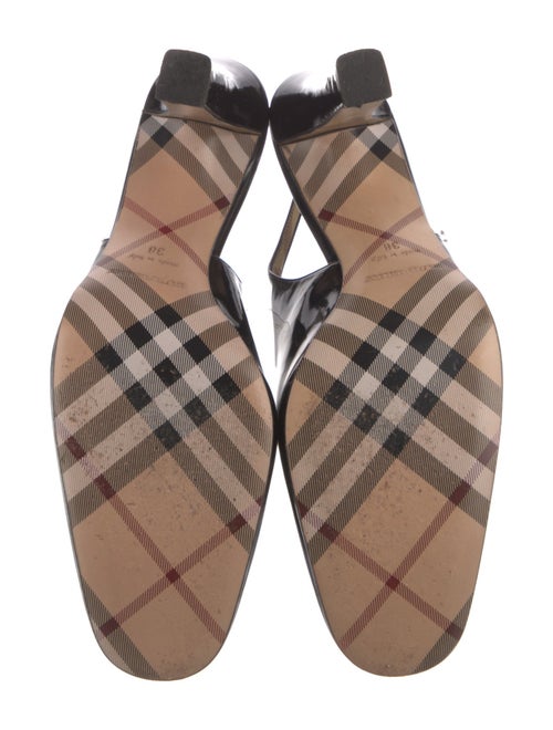 Burberry Nova Check Pattern Patent Leather Slingback Pumps