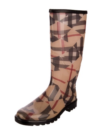Burberry Abstract Check Rubber Rain Boots