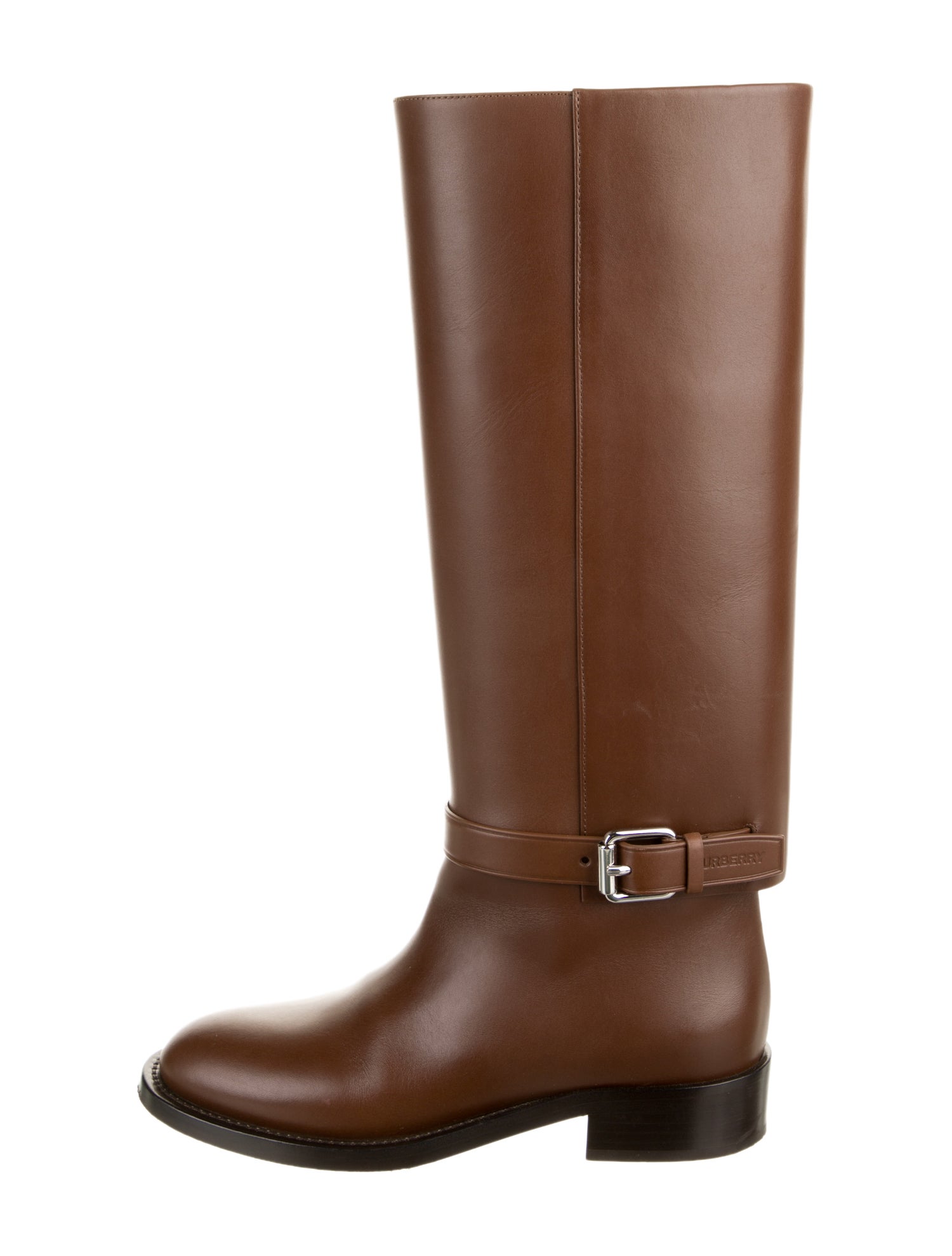 Burberry Exploded Check Pattern Leather Riding Boots