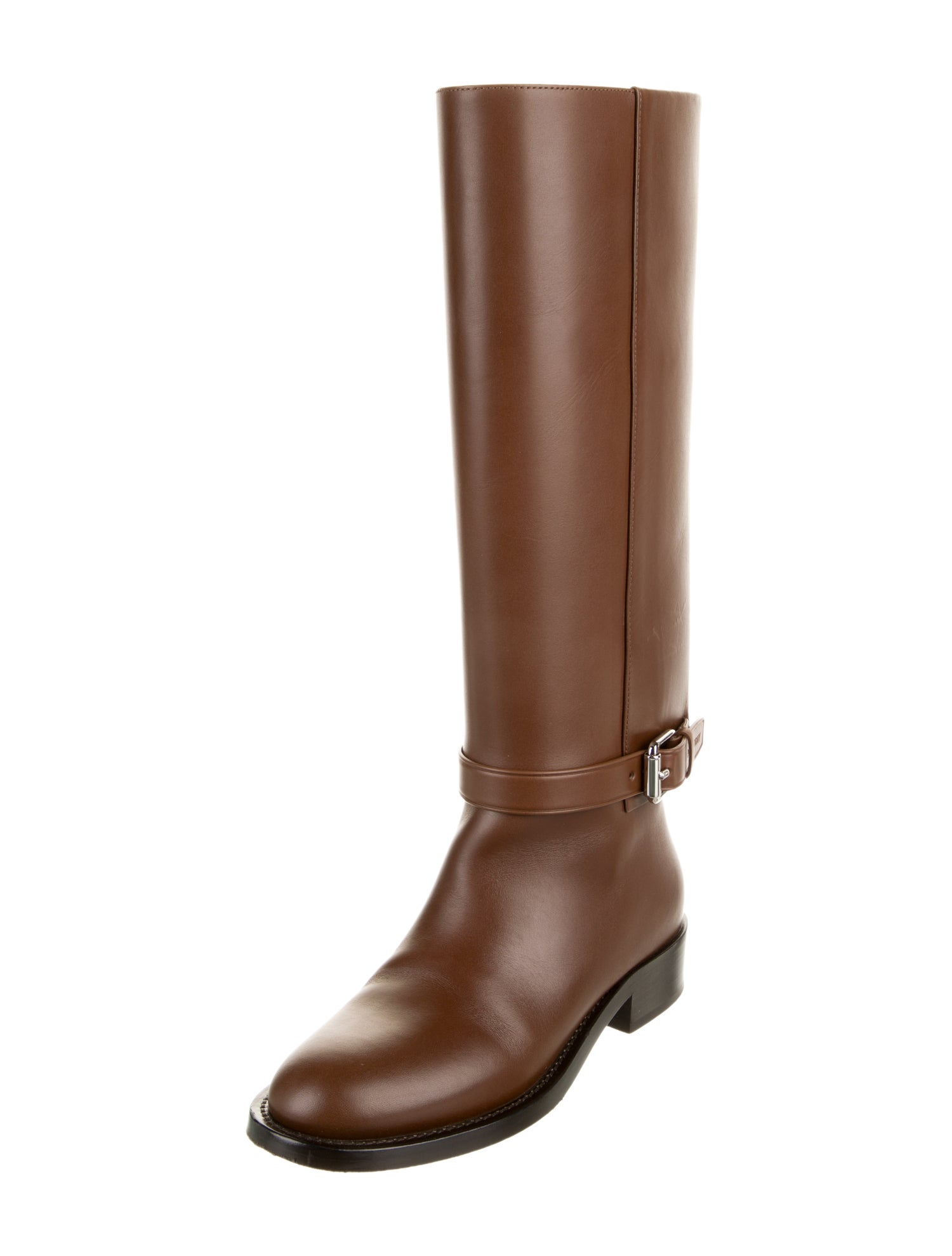 Burberry Exploded Check Pattern Leather Riding Boots