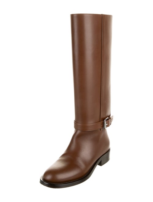 Burberry Exploded Check Pattern Leather Riding Boots