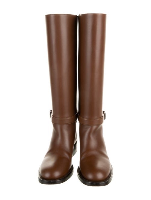 Burberry Exploded Check Pattern Leather Riding Boots
