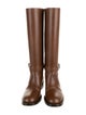 Burberry Exploded Check Pattern Leather Riding Boots