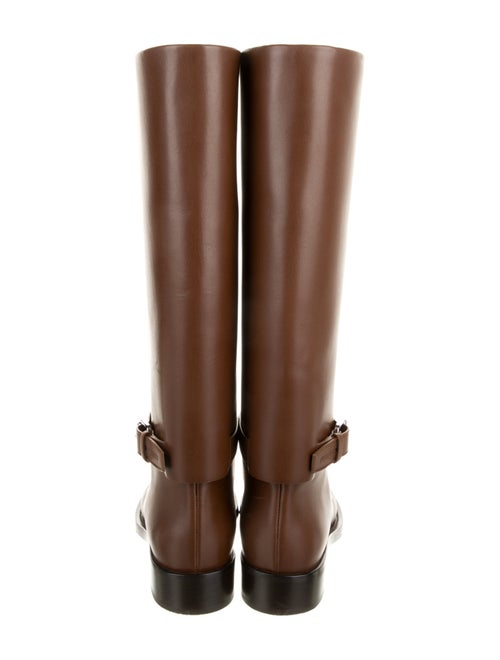 Burberry Exploded Check Pattern Leather Riding Boots