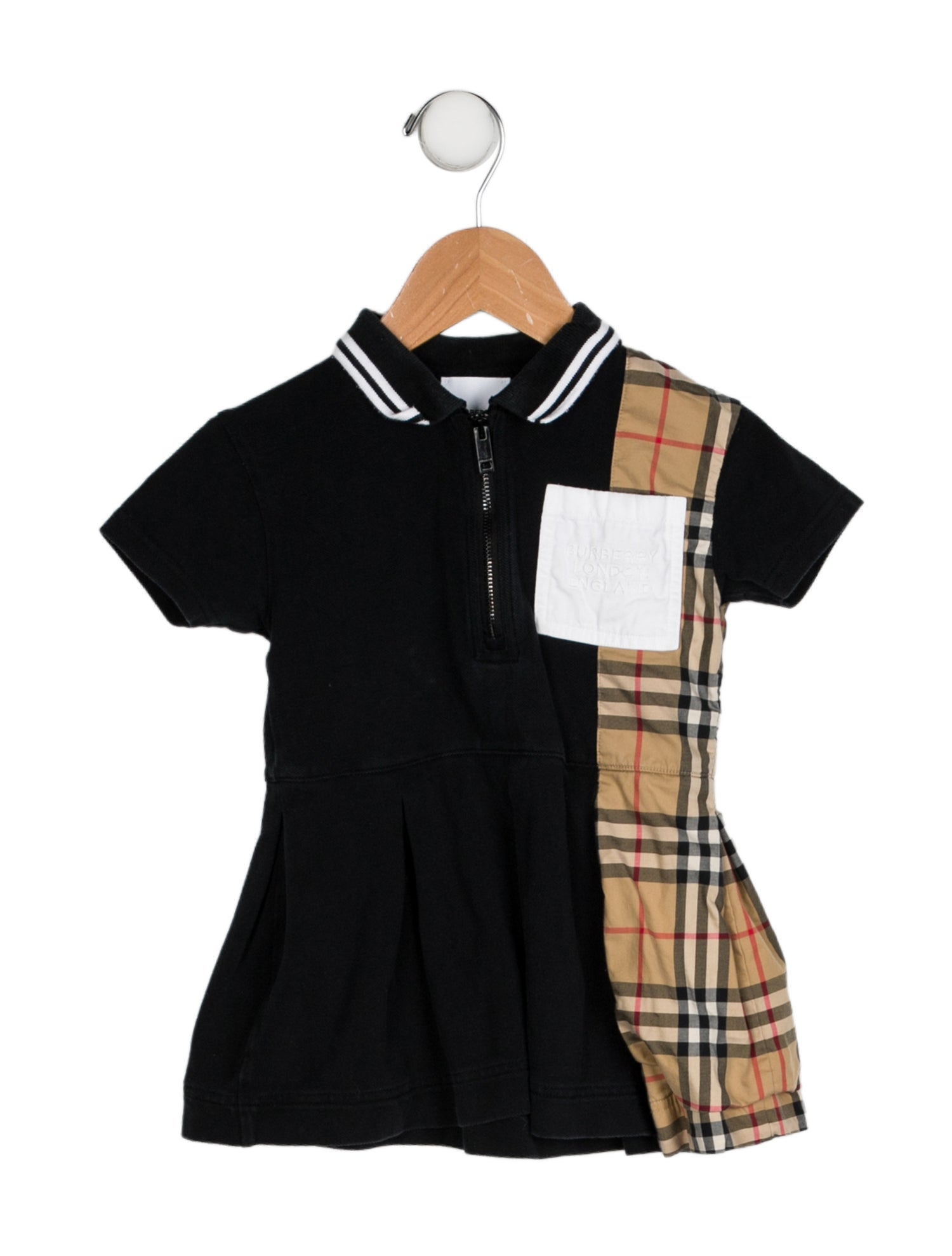 Burberry Girls' Solid Embroidered Short Sleeve Dress