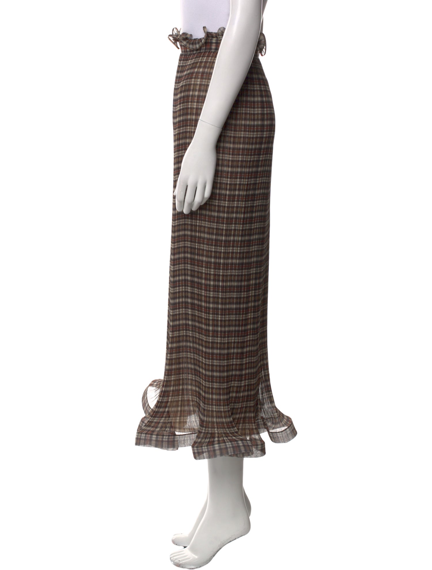 Burberry Plaid Print Midi Length Skirt