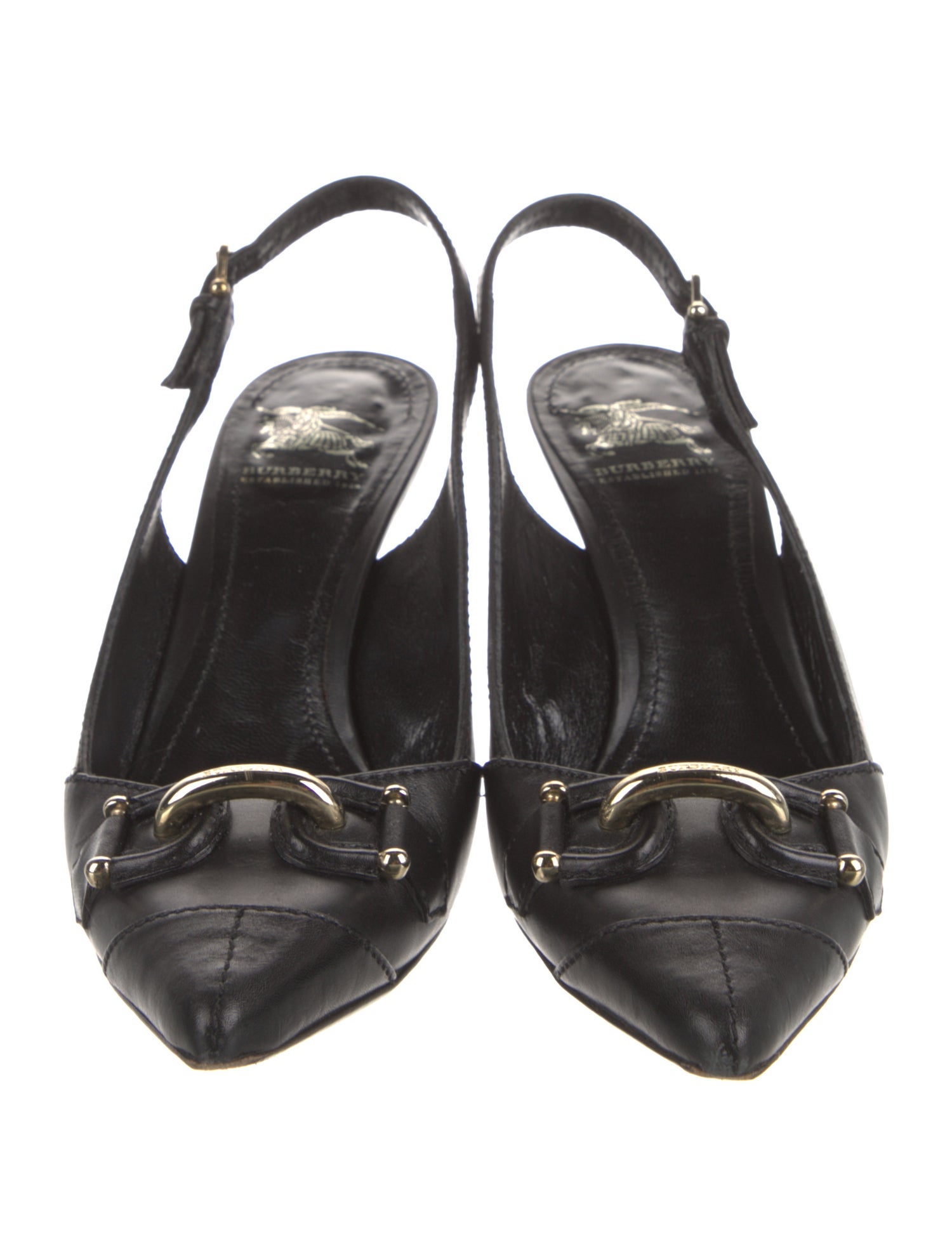 Burberry Nova Check Pattern Leather Slingback Pumps