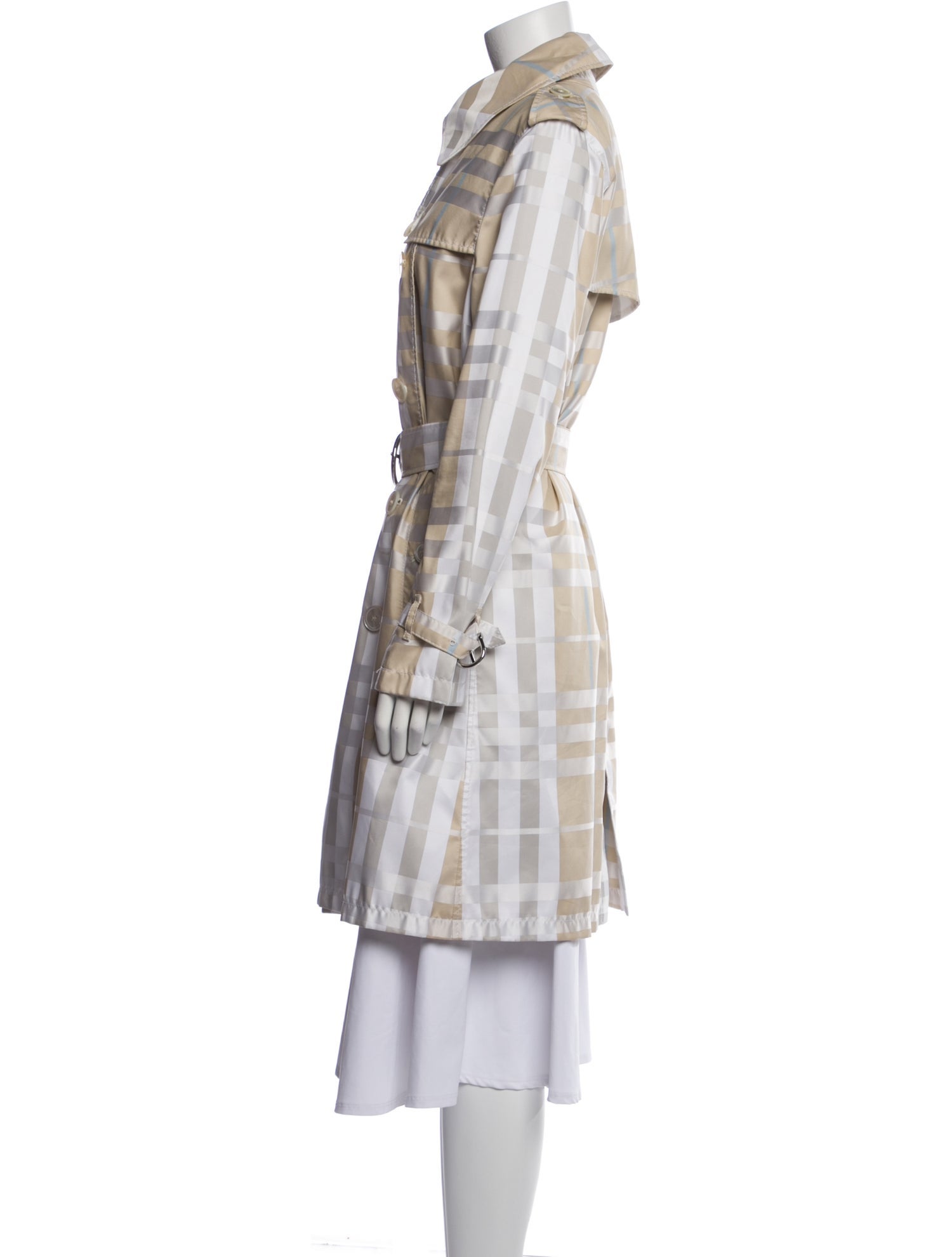 Burberry London Plaid Print Trench Coat