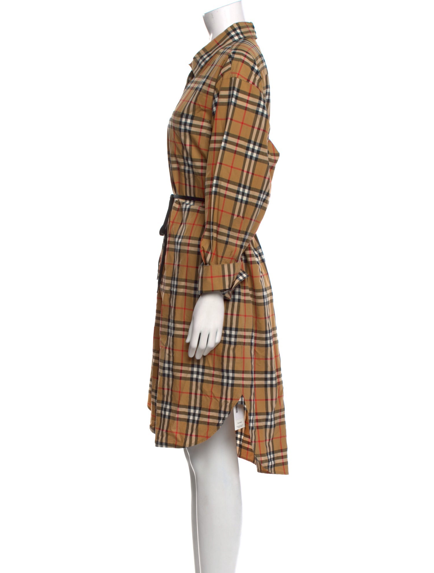 Burberry Plaid Print Midi Length Dress