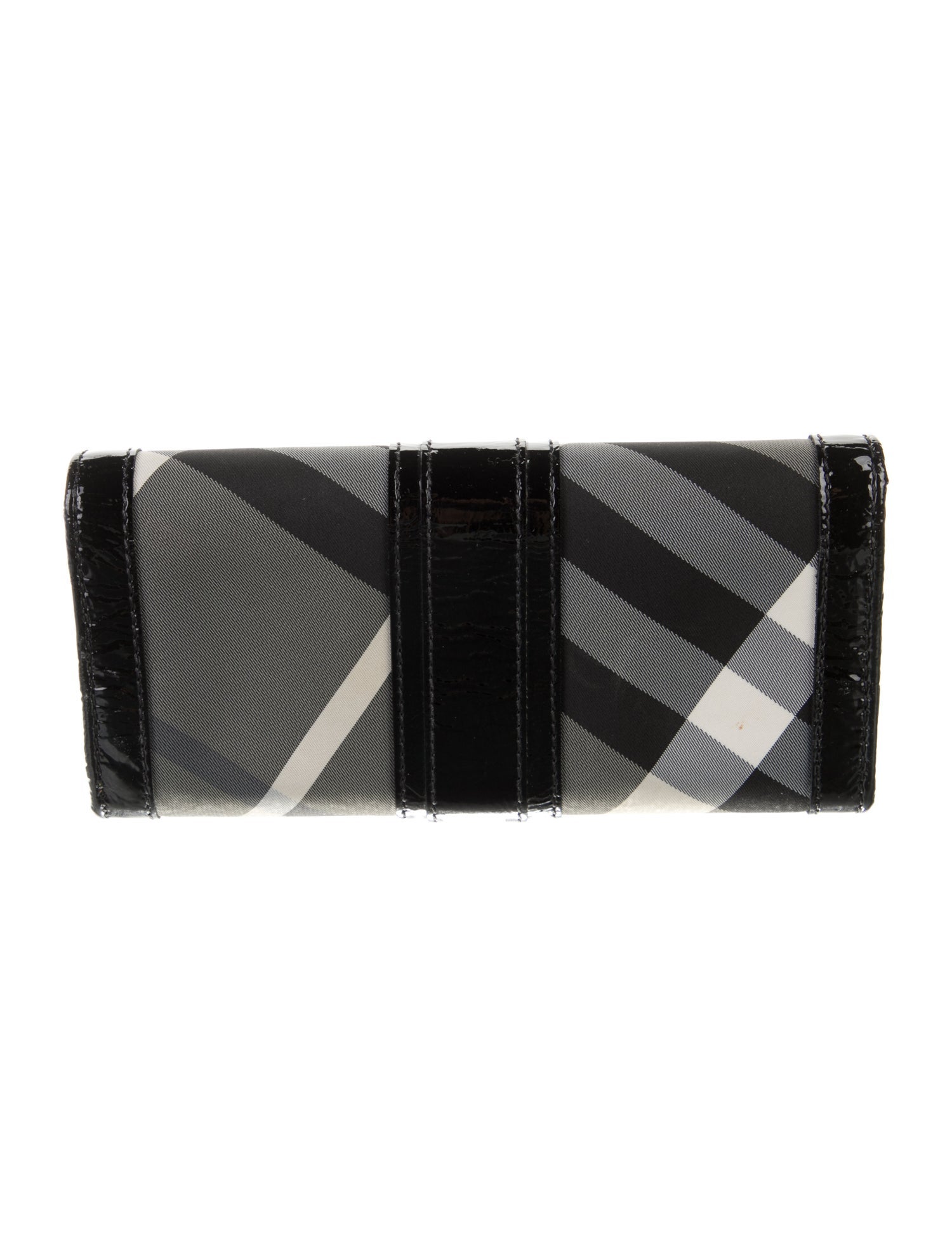 Burberry Nylon Plaid Print Continental Wallet