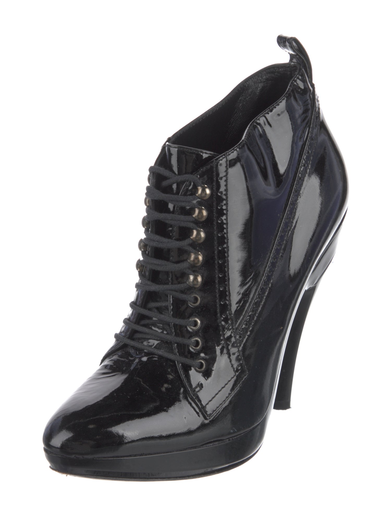 Burberry Patent Leather Lace-Up Boots