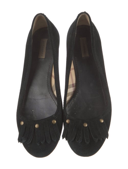 Burberry Suede Fringe Trim Accent Flats