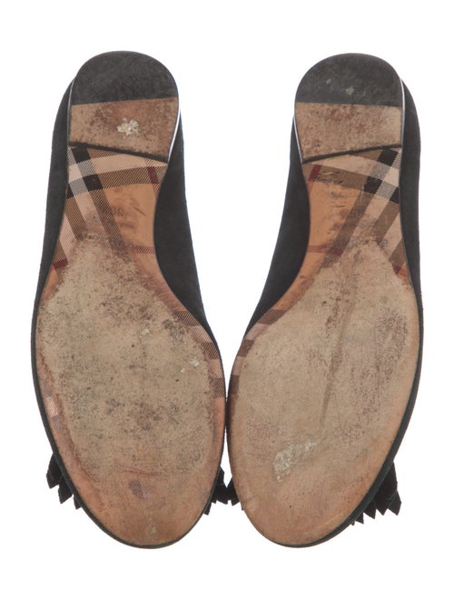 Burberry Suede Fringe Trim Accent Flats