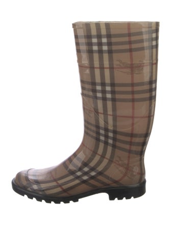 Burberry Haymarket Check Pattern Rubber Rain Boots