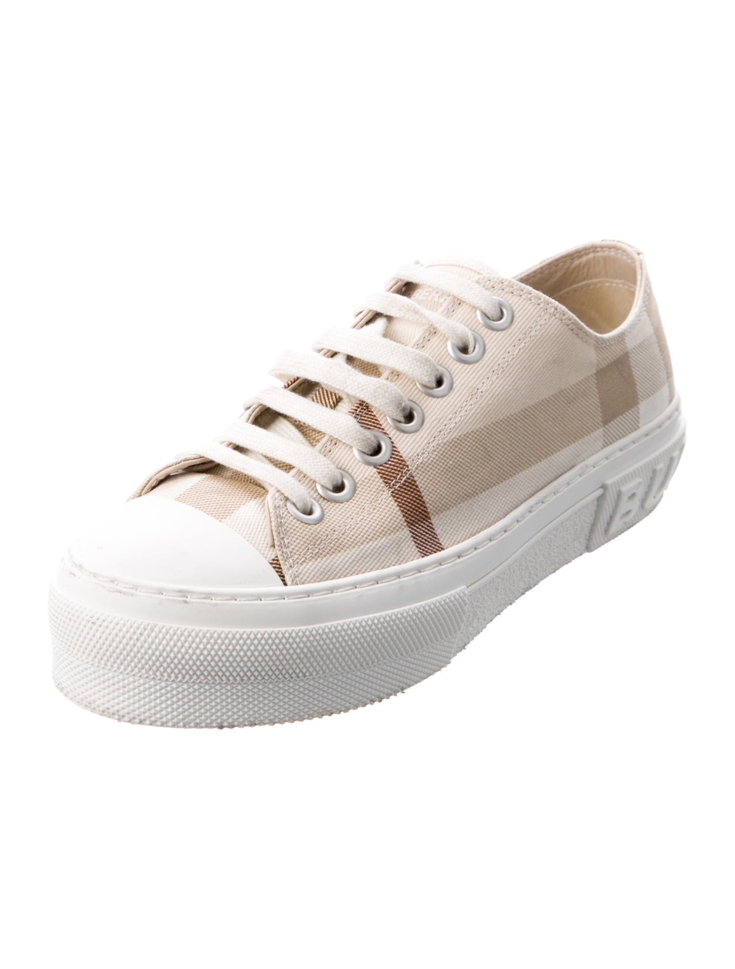 Burberry Canvas Plaid Print Sneakers
