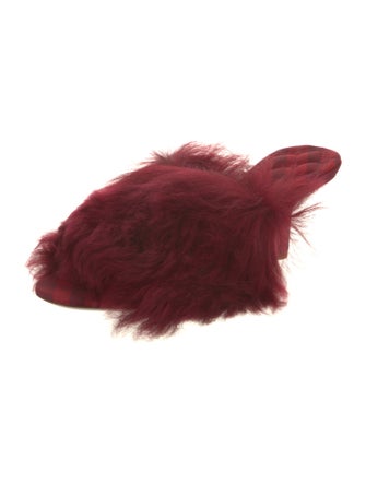 Burberry Shearling Leather Trim Embellishment Slides