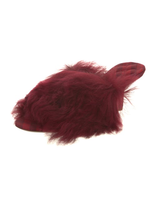 Burberry Shearling Leather Trim Embellishment Slides