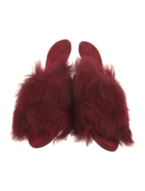 Burberry Shearling Leather Trim Embellishment Slides