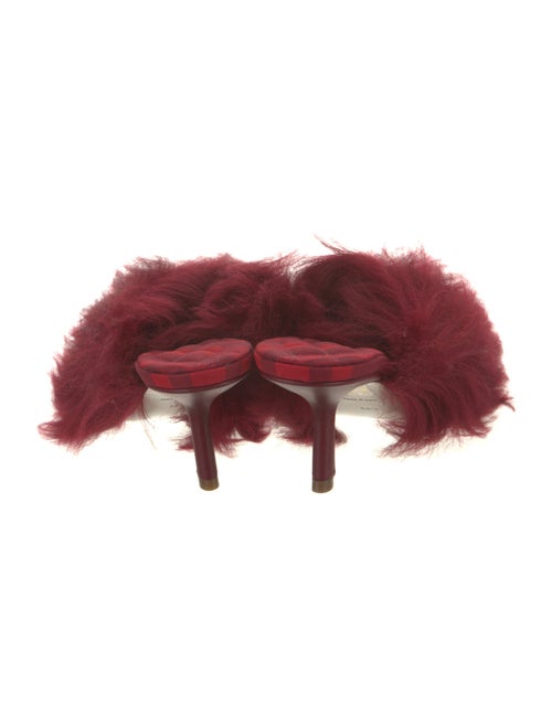 Burberry Shearling Leather Trim Embellishment Slides
