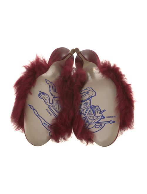 Burberry Shearling Leather Trim Embellishment Slides