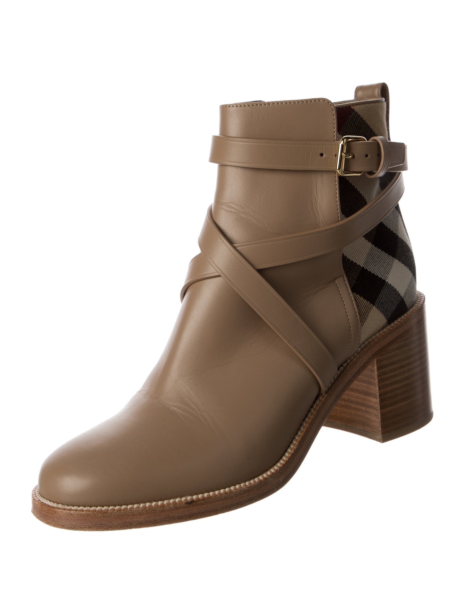 Burberry Nova Check Pattern Leather Boots