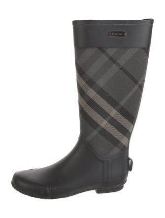 Burberry Rubber Plaid Print Rain Boots